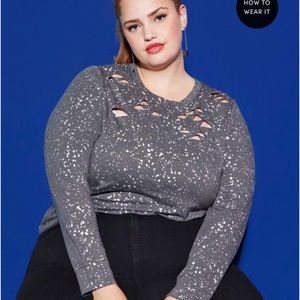 Torrid Distressed Long Sleeve Blouse Plus Size 3X NWT